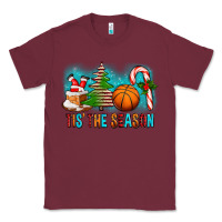 Burgundy Tis The Season Christmas With Basketball And Candy Cane Classic Tee - FaDigitalArtStudio