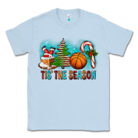Dusty Blue Tis The Season Christmas With Basketball And Candy Cane Classic Tee - FaDigitalArtStudio