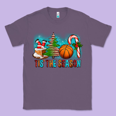 Tis The Season Christmas With Basketball And Candy Cane Classic Tee Designed By Fadigitalartstudio