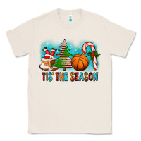 Natural Tis The Season Christmas With Basketball And Candy Cane Classic Tee - FaDigitalArtStudio