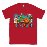 Red Tis The Season Christmas With Basketball And Candy Cane Classic Tee - FaDigitalArtStudio