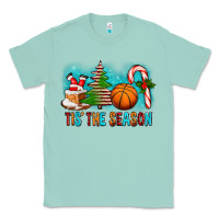 Seafoam Tis The Season Christmas With Basketball And Candy Cane Classic Tee - FaDigitalArtStudio