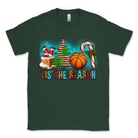 Sports Green Tis The Season Christmas With Basketball And Candy Cane Classic Tee - FaDigitalArtStudio