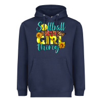 Navy softball it's a girl thing Heavyweight Hoodie - LillyAllenDesigns