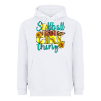 White softball it's a girl thing Heavyweight Hoodie - LillyAllenDesigns