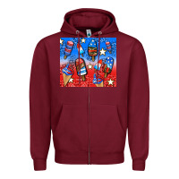 Burgundy american popsicle and stars Zipper Hoodie - AdoDesignShop