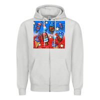 Dove Grey american popsicle and stars Zipper Hoodie - AdoDesignShop