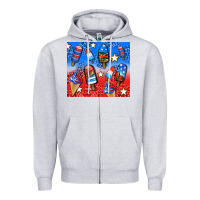 Heather Grey american popsicle and stars Zipper Hoodie - AdoDesignShop