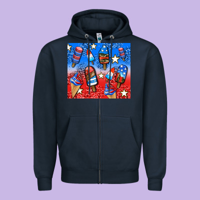 American Popsicle And Stars Zipper Hoodie Designed By Adodesignshop