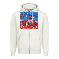Oatmeal Heather american popsicle and stars Zipper Hoodie - AdoDesignShop