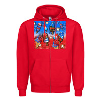 Red american popsicle and stars Zipper Hoodie - AdoDesignShop