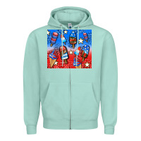Seafoam american popsicle and stars Zipper Hoodie - AdoDesignShop