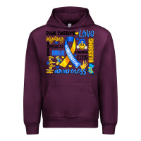 Mauve Wine down syndrome awareness typography Urban Hoodie - Artiststas