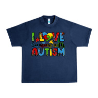 Navy i love someone with autism Urban Heavy Tee - Zillion Design Studio