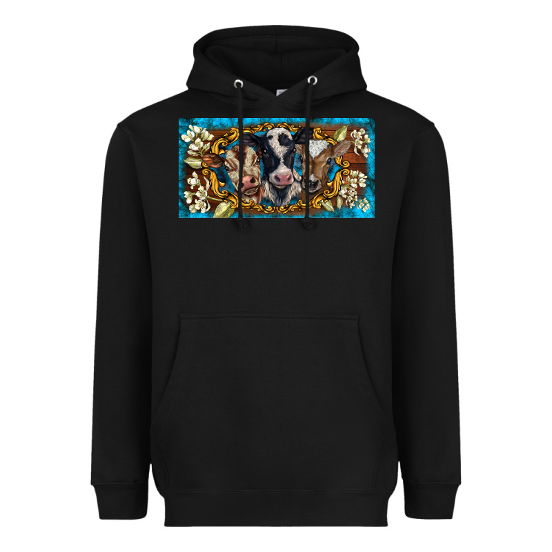 Western Cow Turquoise’s White Flowers License Plate Template Heavyweight Hoodie by BarkalooDesign | Teevron