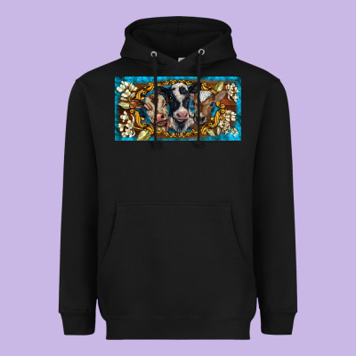 Western Cow Turquoise’s White Flowers License Plate Template Heavyweight Hoodie Designed By Barkaloodesign