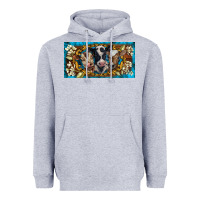 Heather Grey western cow turquoise’s white flowers license plate template Heavyweight Hoodie - BarkalooDesign