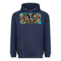 Navy western cow turquoise’s white flowers license plate template Heavyweight Hoodie - BarkalooDesign