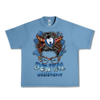 Pebble Blue dental assistant messy bun Urban Heavy Tee - BarkalooDesign