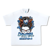 White dental assistant messy bun Urban Heavy Tee - BarkalooDesign
