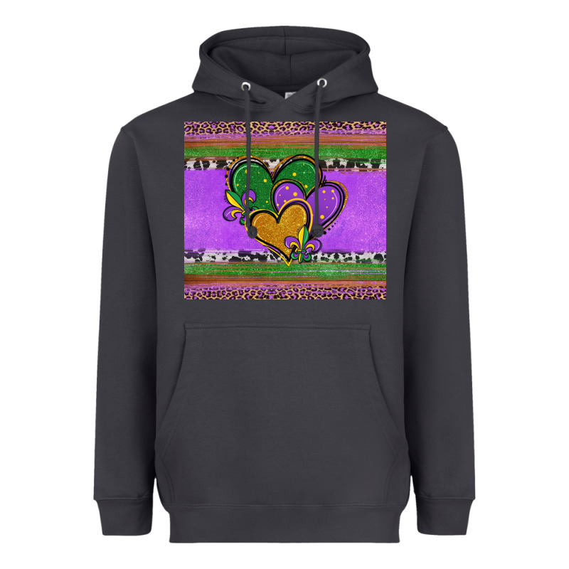 Mardi Gras Hearts And Fleur De Lis Heavyweight Hoodie by Jasminsmagicworld | Teevron