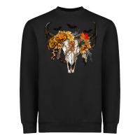 Black Halloween Bull Skull Heavyweight Sweatshirt - RanaPortraitStore