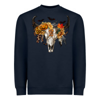 Navy Halloween Bull Skull Heavyweight Sweatshirt - RanaPortraitStore