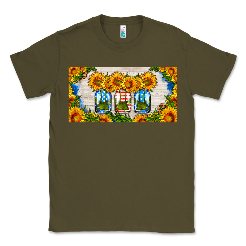 American Mason Jar Sunflower License Plate Classic Tee by HRA Design Shop | Teevron