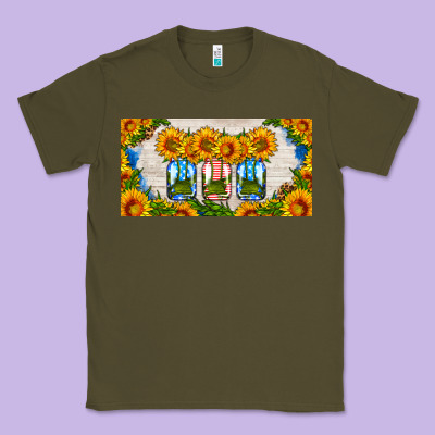 American Mason Jar Sunflower License Plate Classic Tee Designed By Hra Design Shop