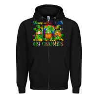 Black shamrockin with my gnomies Zipper Hoodie - Artiststas
