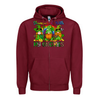 Burgundy shamrockin with my gnomies Zipper Hoodie - Artiststas
