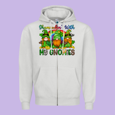 Shamrockin With My Gnomies Zipper Hoodie Designed By Artiststas