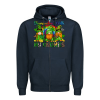 Navy shamrockin with my gnomies Zipper Hoodie - Artiststas