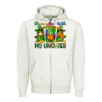 Oatmeal Heather shamrockin with my gnomies Zipper Hoodie - Artiststas