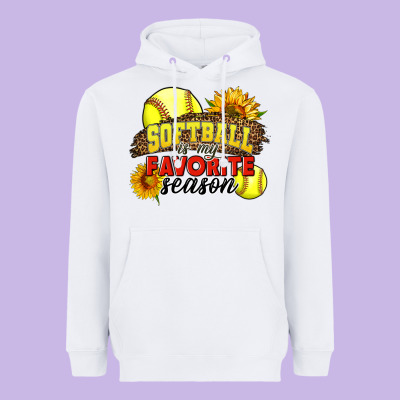 Softball Is My Favorite Season Heavyweight Hoodie Designed By Lillyallendesigns