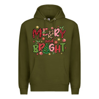 Army Green merry and bright Premium Hoodie - MaliasSmallBusiness
