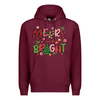 Burgundy merry and bright Premium Hoodie - MaliasSmallBusiness
