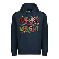 Navy merry and bright Premium Hoodie - MaliasSmallBusiness
