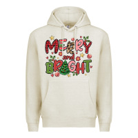 Oatmeal Heather merry and bright Premium Hoodie - MaliasSmallBusiness