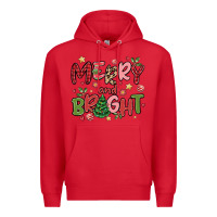 Red merry and bright Premium Hoodie - MaliasSmallBusiness