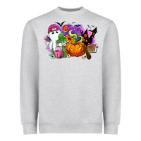 Heather Grey Halloween ghost and jack o lantern Heavyweight Sweatshirt - RanaPortraitStore