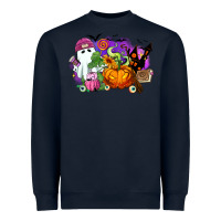 Navy Halloween ghost and jack o lantern Heavyweight Sweatshirt - RanaPortraitStore