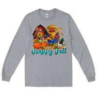 Heather Grey happy fall scarecrow Long Sleeve Tee - FaDigitalArtStudio