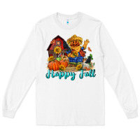 White happy fall scarecrow Long Sleeve Tee - FaDigitalArtStudio