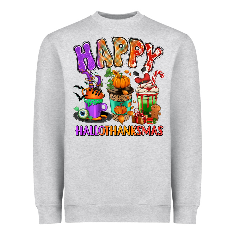 Happy Hallothanksmas Coffee Cups Heavyweight Sweatshirt by RanaPortraitStore | Teevron