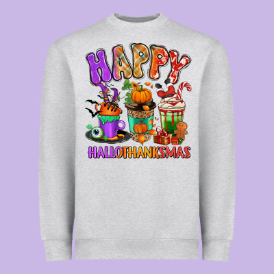 Heavyweight Sweatshirt Happy Hallothanksmas coffee cups