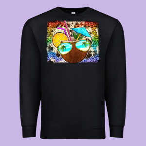 Coconut Drink With Sunglasses Premium Sweatshirt Designed By Jasminsmagicworld