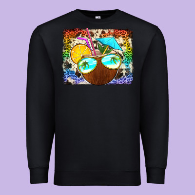 Coconut Drink With Sunglasses Premium Sweatshirt Designed By Jasminsmagicworld