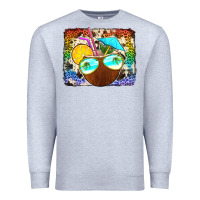 Heather Grey coconut drink with sunglasses Premium Sweatshirt - Jasminsmagicworld