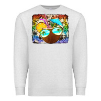 Oatmeal Heather coconut drink with sunglasses Premium Sweatshirt - Jasminsmagicworld